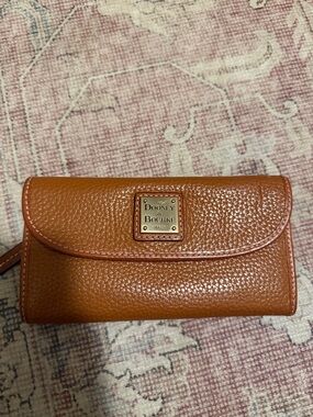 Dooney & Bourke Pebbled Leather Wallet in Cognac Brown